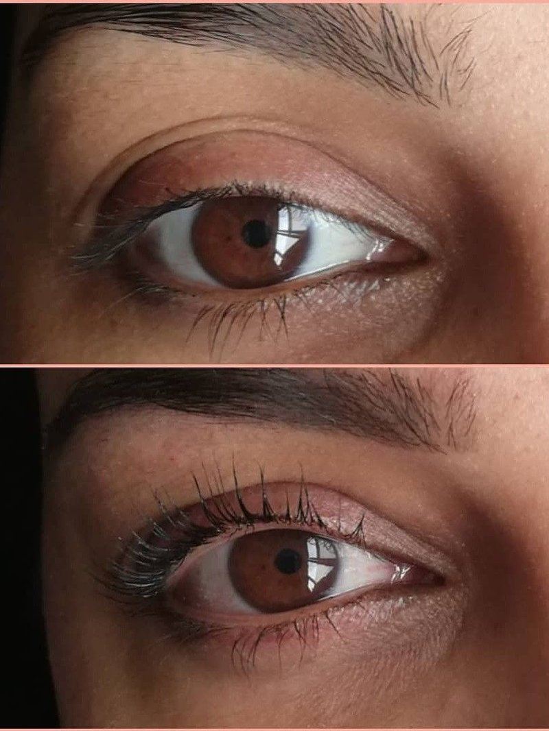 Wimpers voor en na een lashlift